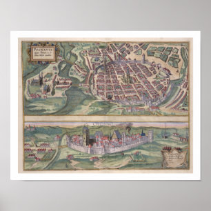 Affiches Carte de Poznan et Gruczno, de 'Civitates Orbis T