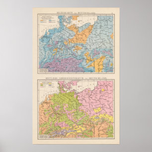Affiches Carte de précipitations de l'Allemagne
