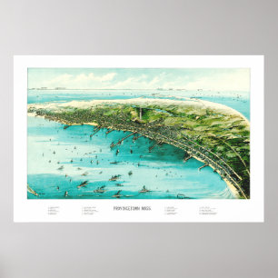 Affiches Carte de Provincetown, Cape Cod de 1910