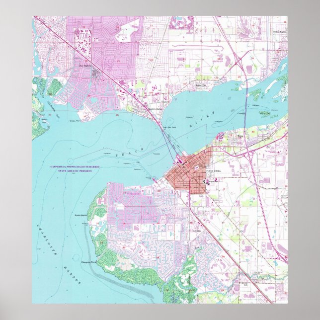 Affiches Carte de Punta Gorda et Port Charlotte Floride (19 (Devant)