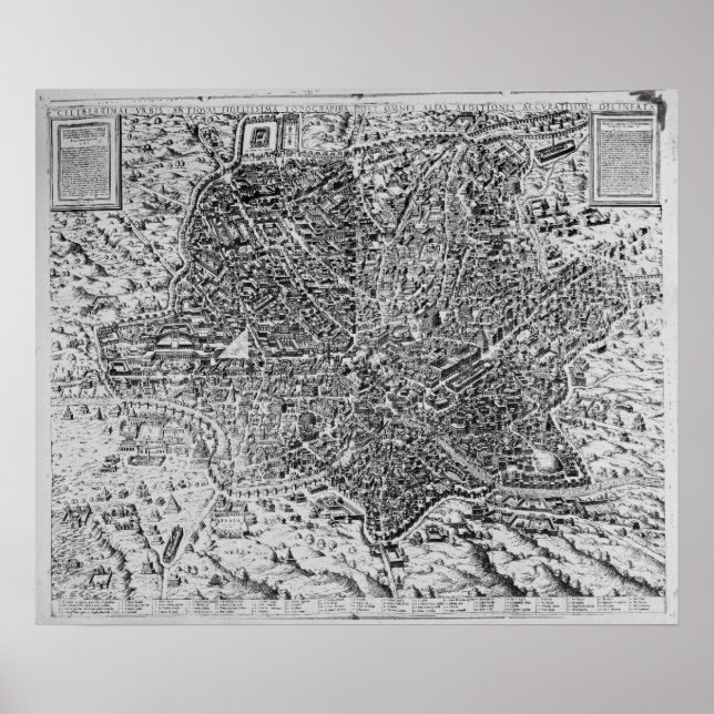 Affiches Carte de Rome, 1579 (Devant)