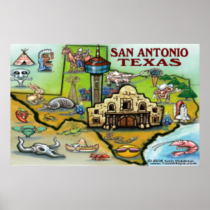Affiches Carte de San Antonio TEXAS