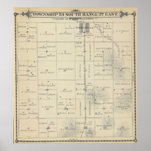 Affiches Carte de section de T23S R27E Tulare County