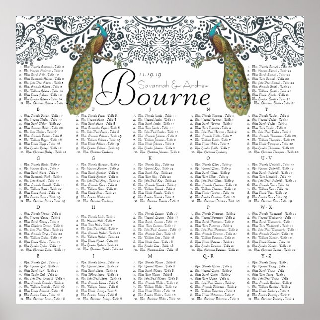 Affiches Carte de siège Inséparable Whimsical Peacock de la (Devant)