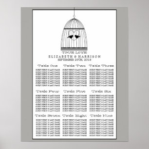 Affiches Carte de siège Mariage de cage cardiaque vintage