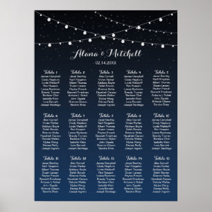 Affiches Carte de siège Mariage des étoiles bleues de la Ma