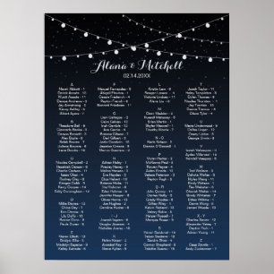 Affiches Carte de siège Mariage des étoiles bleues de la Ma