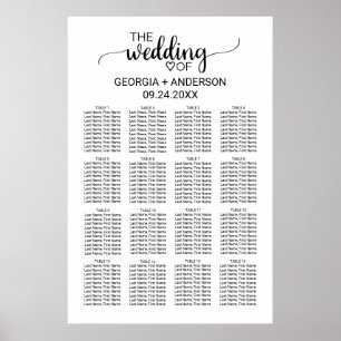 Affiches Carte de siège simple Mariage de calligraphie noir