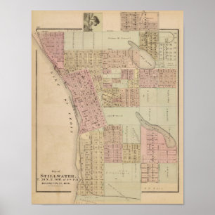 Affiches Carte de Stillwater, le comté de Washington,