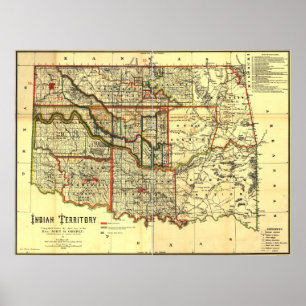 Affiches Carte de territoire de 1889 Indiens