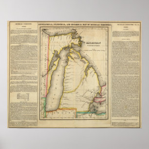 Affiches Carte de territoire du Michigan