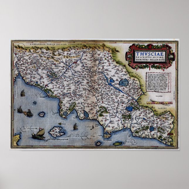 Affiches Carte De Toscane Du 16Ème Siècle (Devant)