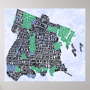 Affiches Carte de typographie de Bronx New York City