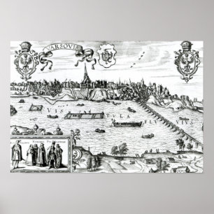 Affiches Carte de Varsovie, de Civitates Orbis Terrarum par