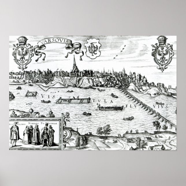 Affiches Carte de Varsovie, de Civitates Orbis Terrarum par (Devant)