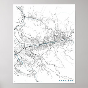 Affiches Carte de ville de Sarajevo