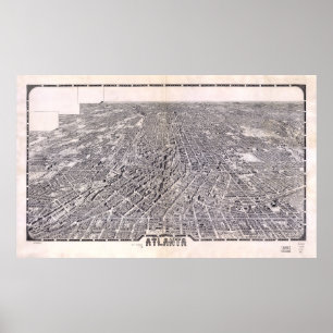 Affiches Carte de vue aérienne d'Atlanta la Géorgie (1919