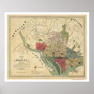 Affiches Carte d'environs de Washington DC par Silversparre