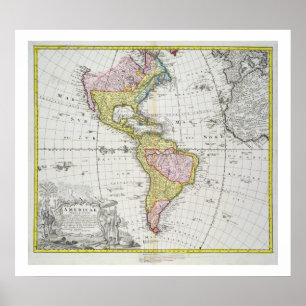 Affiches Carte des Amériques, éditée par Homann, 1746 (C