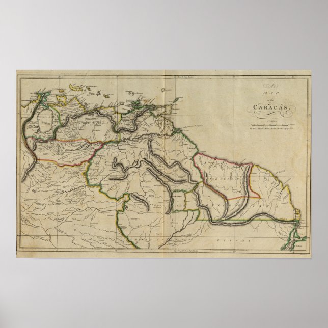 Affiches Carte des Caracas (Devant)