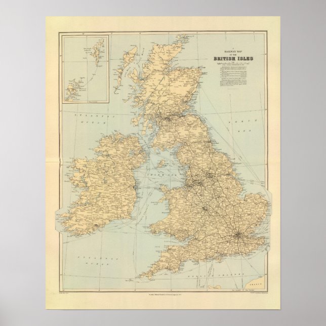 Affiches Carte des chemins de fer, British Isles (Devant)