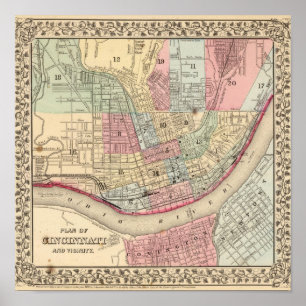 Affiches Carte des Cincinnati par Mitchell