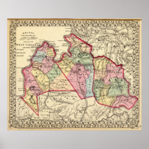 Affiches Carte des comtés de Mason, Jackson, Roane