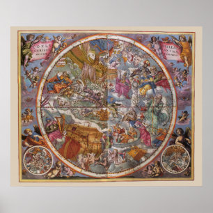 Affiches Carte des constellations chrétiennes, cieux méridi