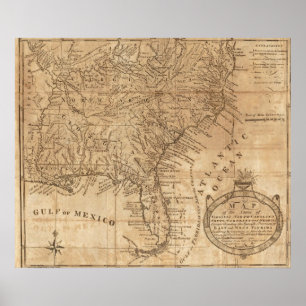 Affiches Carte des états de Virginie et de la Caroline du