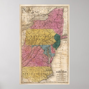 Affiches Carte des états moyens