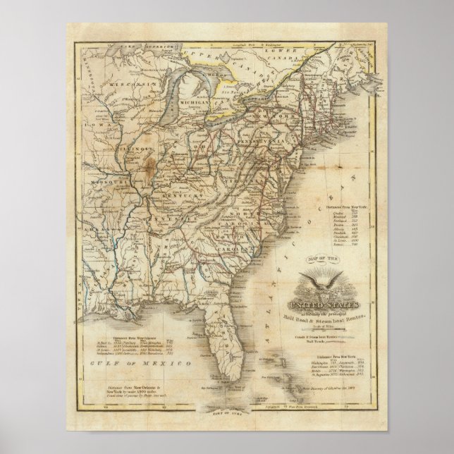 Affiches Carte Des États-Unis 3 (Devant)