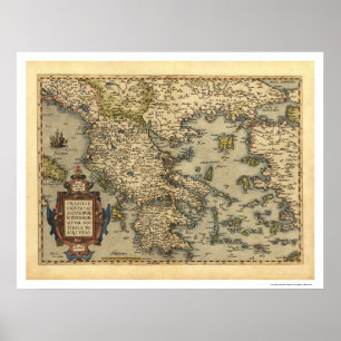 Affiches Carte des îles grecques Ortelius 1570