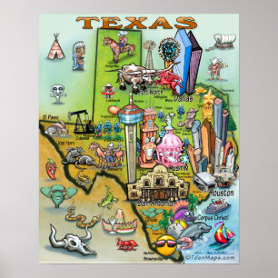 Affiches Carte des loisirs du Texas