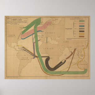 Affiches Carte des migrations mondiales [traduit]