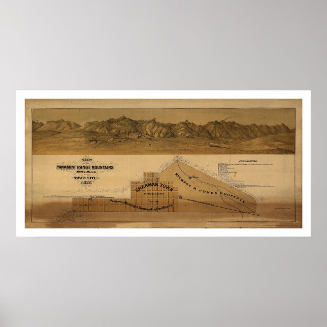 Affiches Carte des monts Panamint Range 1875 (Devant)