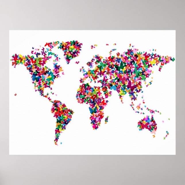 Affiches Carte des papillons du monde (Devant)