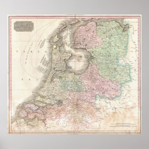 Affiches Carte des Pays-Bas 1818 - John Pinkerton