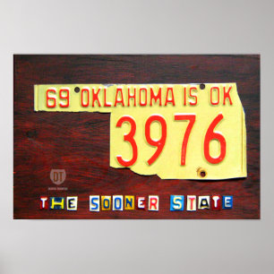 Affiches Carte des plaques de licence de l'Oklahoma