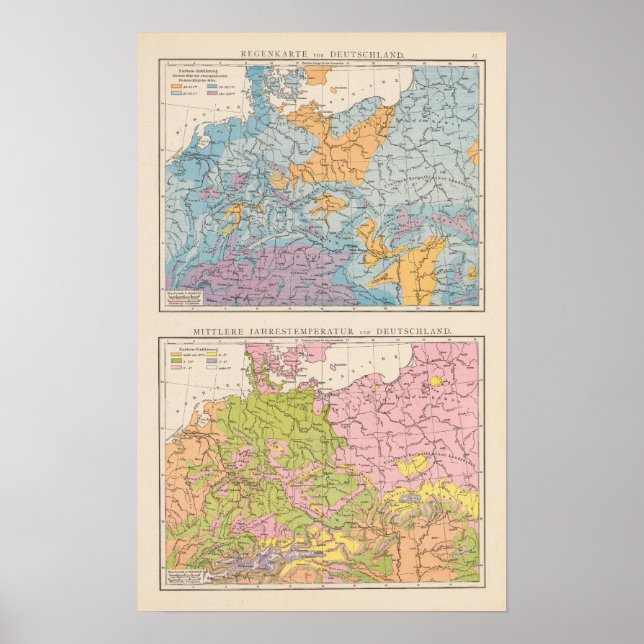 Affiches Carte des pluies allemandes (Devant)