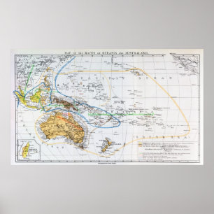 Affiches Carte des races d'Océanie et d'Australasie