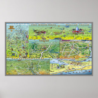 Affiches Carte des villes du Texas