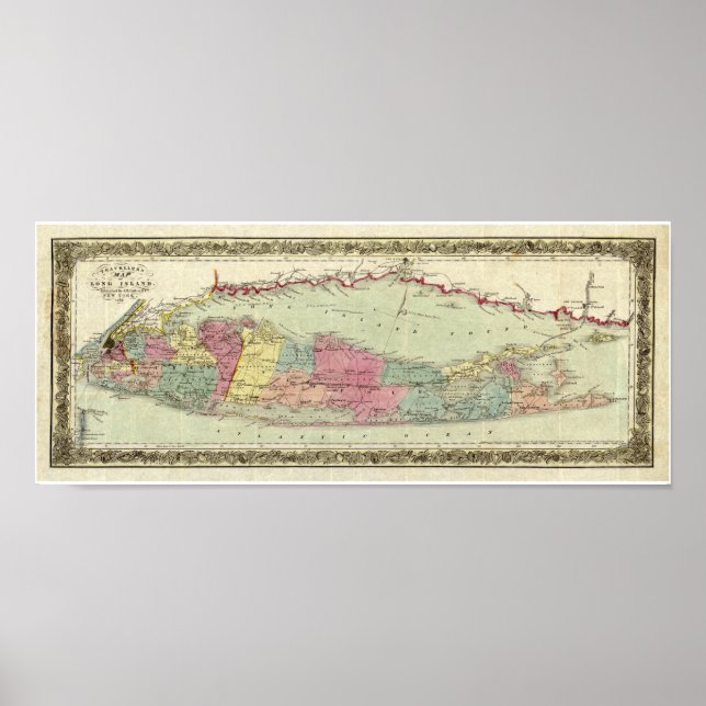 Affiches Carte des voyageurs de Long Island, 1855-1857 (Devant)