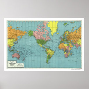 Affiches Carte détaillée 1942 du monde de 2ÈME GUERRE