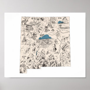 Affiches Carte d'image Vintage du Nouveau-Mexique