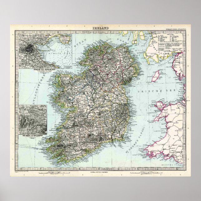 Affiches Carte d'Irlande 1891 (Devant)