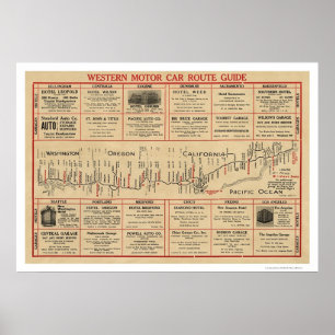 Affiches Carte d'itinéraire automatique occidentale 1915