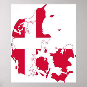 Affiches Carte Drapeau Danemark