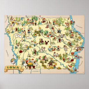 Affiches Carte drôle de l'Iowa