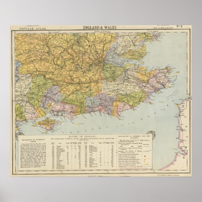 Affiches Carte du bassin hydrographique Angleterre, Pays de (Devant)