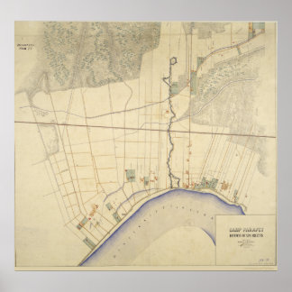 Affiches Carte du Camp Parapet Louisiana 1863-64